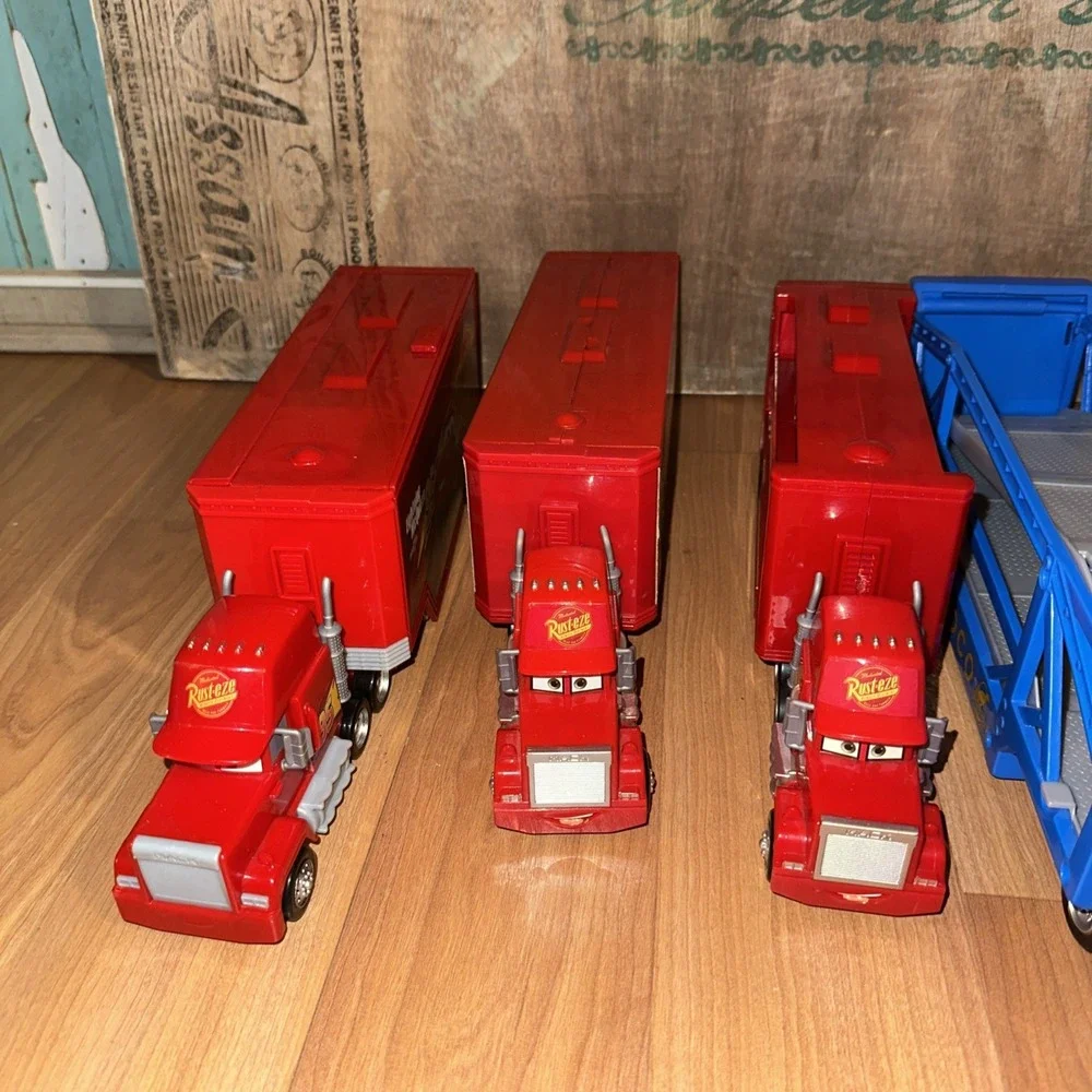 6 Lot Disney Pixar Cars Lightning McQueen Mack Truck Car Hauler Rust-eze Semi